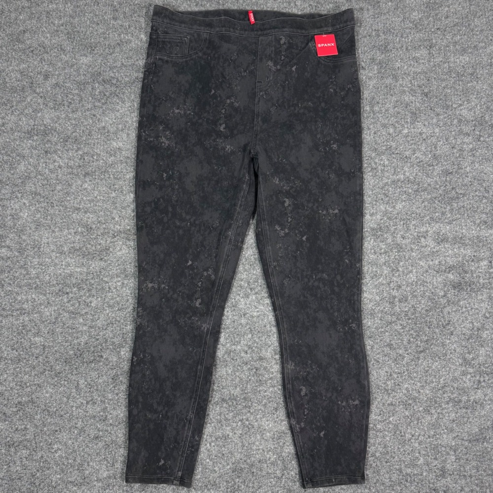 Spanx Jeanish Leggings Camo Acid Wash Womens 3X Black Cotton Blend New NWT NEW*